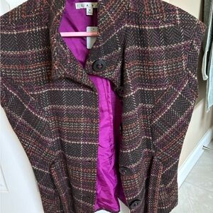CAbi Multicolor Plaid Blazer with Purple Lining
